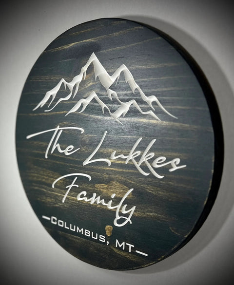 15 Inch Round Custom Family Name Sign – Engraved Wood Wall Decor | Made in USA B. James Design & Woodwork 