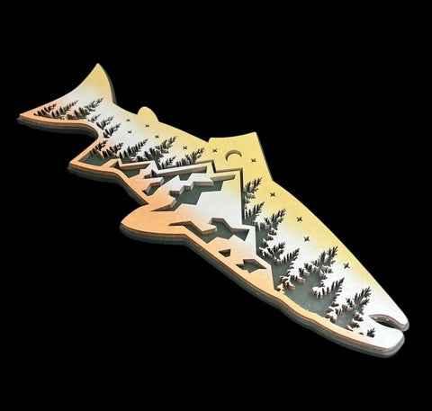 Mountain Trout Wall Art – 15.25 Inch Outdoor Decor Sign | Made in USA B. James Design & Woodwork 