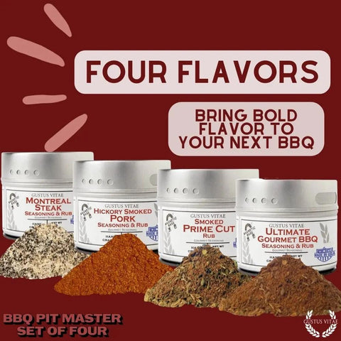 BBQ Pit Master Set – 4 Gourmet Seasonings | Made in USA Gustus Vitae  Collections & Gift Sets