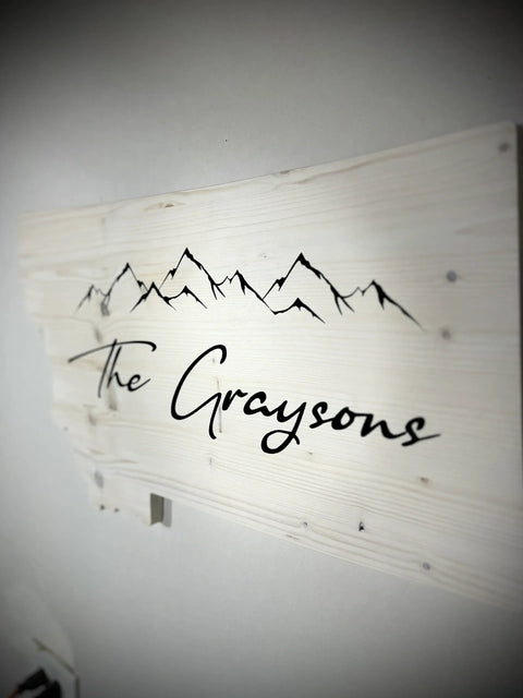 Personalized Montana Wood Sign – 24 Inch x 14 Inch Carved Family Name | Custom Wall Decor | Made in USA B. James Design & Woodwork 