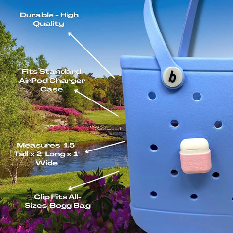 BOGLETS - Case for AirPods Charm Accessory Compatible With Bogg Bags - Keep AirPods Secure & Handy With Your Tote Bag - Fits on the Inside or Outside of the Bag Chatelet Manufacturing 