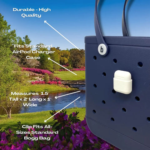 BOGLETS - Case for AirPods Charm Accessory Compatible With Bogg Bags - Keep AirPods Secure & Handy With Your Tote Bag - Fits on the Inside or Outside of the Bag Chatelet Manufacturing 
