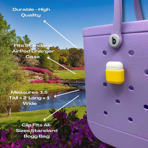 BOGLETS - Case for AirPods Charm Accessory Compatible With Bogg Bags - Keep AirPods Secure & Handy With Your Tote Bag - Fits on the Inside or Outside of the Bag Chatelet Manufacturing 