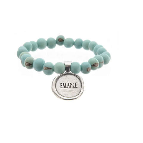 Baby Blue Acai Seed Beads Bracelet With Handcrafted Pewter Balance Charm – Eco-Friendly Jewelry | Made in USA Whitney Howard Designs  Wax Seals Acai Seeds of Life