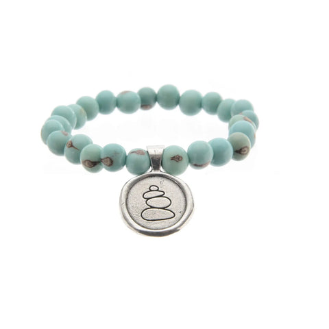 Baby Blue Acai Seed Beads Bracelet With Handcrafted Pewter Balance Charm – Eco-Friendly Jewelry | Made in USA Whitney Howard Designs  Wax Seals Acai Seeds of Life