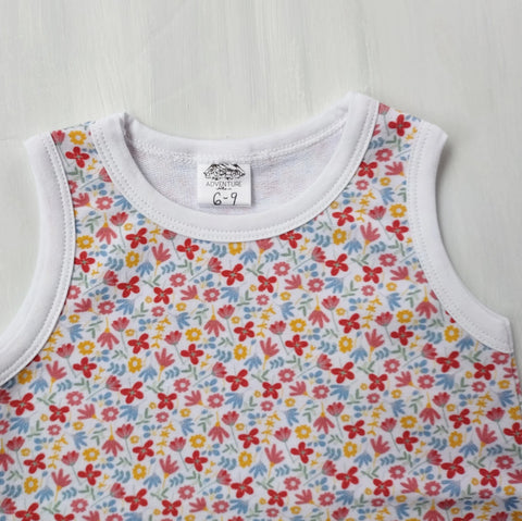 Baby Toddler Floral Tank Romper Outfit – Cotton Spandex French Terry Comfort | Made in USA Adventure Clothes Company 