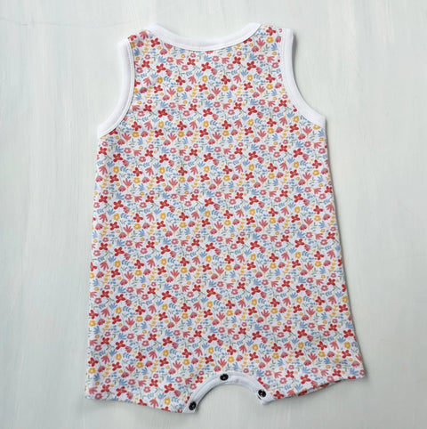 Baby Toddler Floral Tank Romper Outfit – Cotton Spandex French Terry Comfort | Made in USA Adventure Clothes Company 