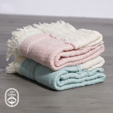 Reversible Muslin 100% Cotton Baby Blanket – Lightweight Breathable Swaddle Wrap | Made in USA Carolina Cottons  Throw Blankets