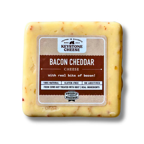 Bacon Cheddar Cheese – Savory Bacon Bits Blend – Artisan Wisconsin Crafted | Made in USA Keystone Cheese  Cheese