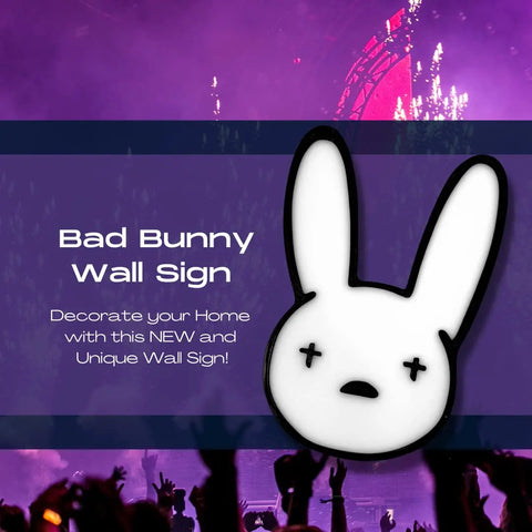 Bad Bunny Black White Wall Sign – Minimalist Fan Decor | Made in USA Chatelet Manufacturing 