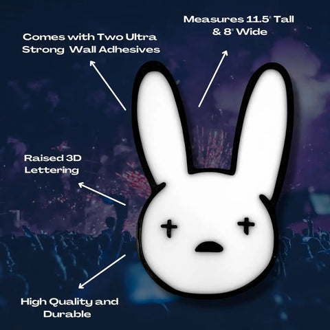Bad Bunny Black White Wall Sign – Minimalist Fan Decor | Made in USA Chatelet Manufacturing 