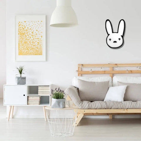 Bad Bunny Black White Wall Sign – Minimalist Fan Decor | Made in USA Chatelet Manufacturing 