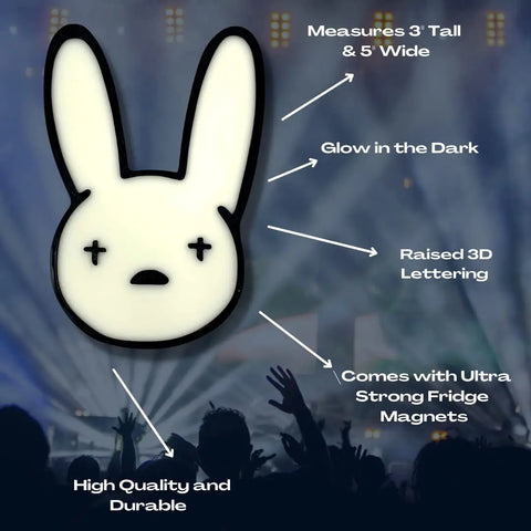 Bad Bunny Glow in the Dark Fridge Magnet 5 Inch – Made in USA Chatelet Manufacturing 