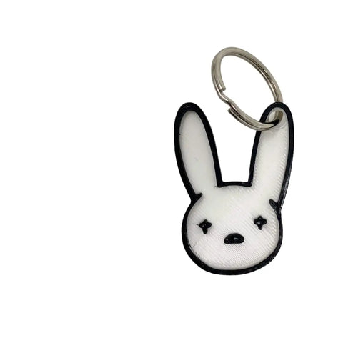 Bad Bunny Keychain 2.5 Inch – Minimalist Black & White | Made in USA Chatelet Manufacturing 