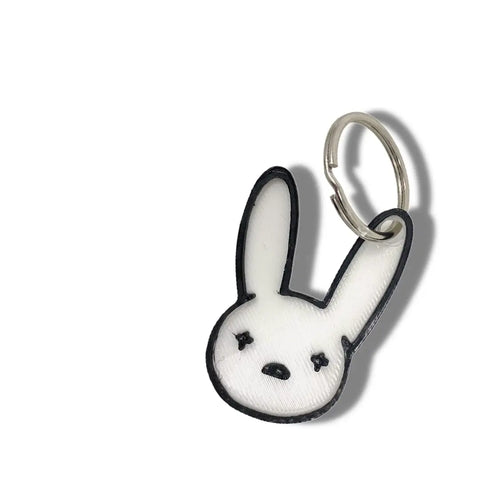 Bad Bunny Keychain 2.5 Inch – Minimalist Black & White | Made in USA Chatelet Manufacturing 