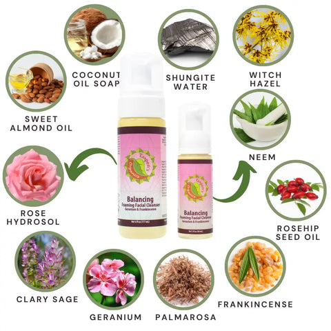 Balancing Rose Geranium Foaming Facial Cleanser – Gentle Skin Wash 6 oz | Made in USA Taspen's Organics  Facial Care