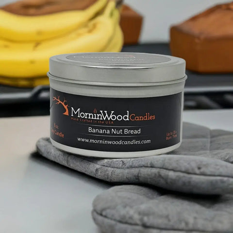 Banana Nut Bread Scented Soy Tin Candle 6.5oz – Handcrafted Home Fragrance | Made in USA MorninWood Candles  Candles