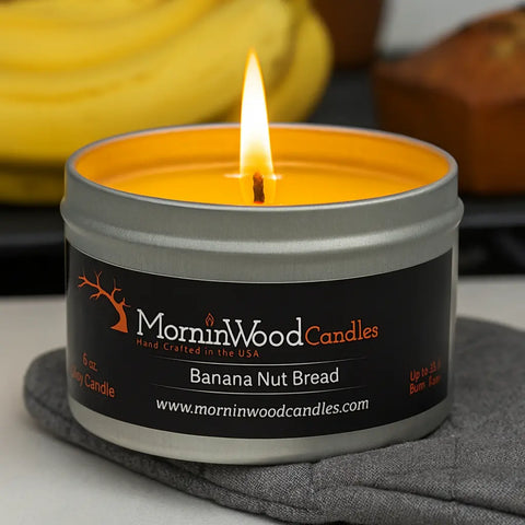 Banana Nut Bread Scented Soy Tin Candle 6.5oz – Handcrafted Home Fragrance | Made in USA MorninWood Candles  Candles
