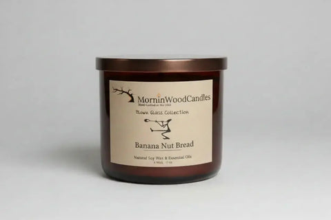Banana Nut Bread-Soy 3-Wick Blown Glass Collection MorninWood Candles  3 Wick Candle