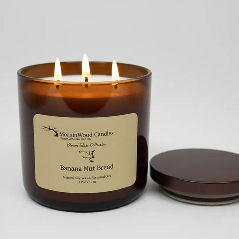 Banana Nut Bread Soy Candle 17 oz – 3 Wick Aromatherapy Jar | Handcrafted in USA by MorninWood MorninWood Candles  3 Wick Candle