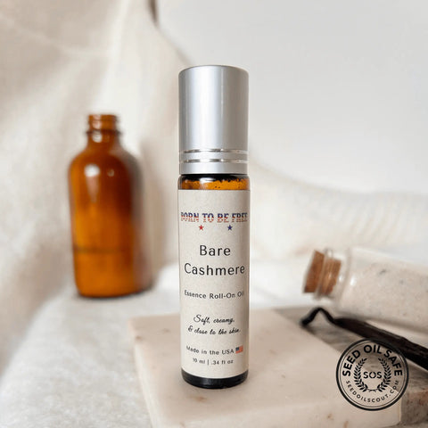 Bare Cashmere Essence Roll-On Oil 10 ml – Organic Avocado, Sandalwood Vanilla Blend | Made in USA Skincare Born to be Free  Essence Roll-On Oil
