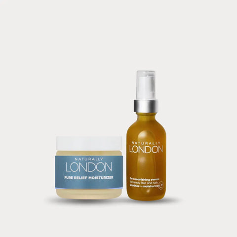 Bare Necessities Skincare Duo For Sensitive Skin – 3-in-1 Serum & Pure Relief Moisturizer | Made In USA Naturally London 