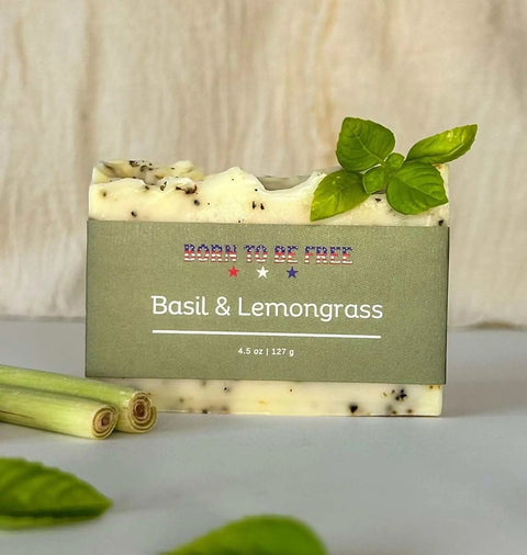 Basil & Lemongrass Tallow Soap Bar Born to be Free  soap 9.50 Bar