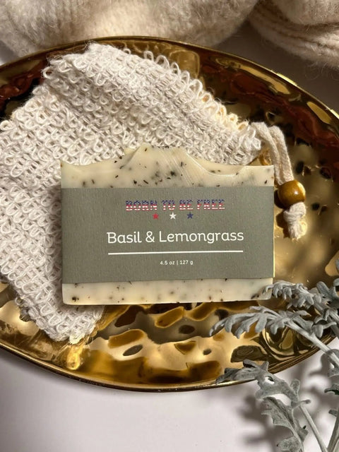 Basil & Lemongrass Tallow Soap Bar Born to be Free  soap