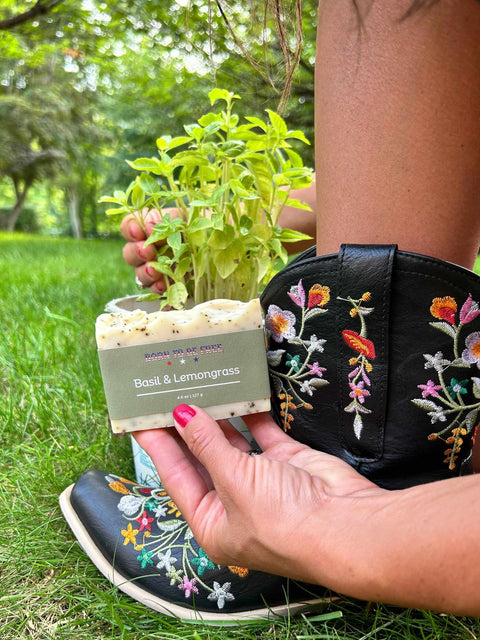Basil & Lemongrass Tallow Soap Bar Born to be Free  soap