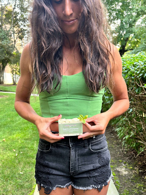 Basil & Lemongrass Tallow Soap Bar Born to be Free  soap
