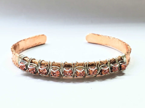 Battered for a Purpose Copper Rhinestone Cuff Bangle