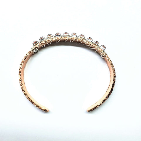 Battered for a Purpose Copper Rhinestone Cuff Bangle