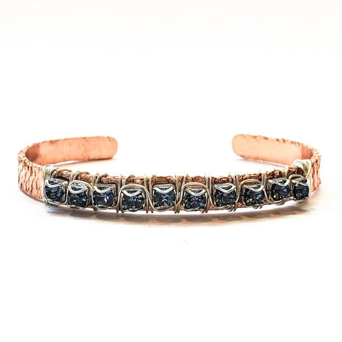 Battered for a Purpose Copper Rhinestone Cuff Bangle