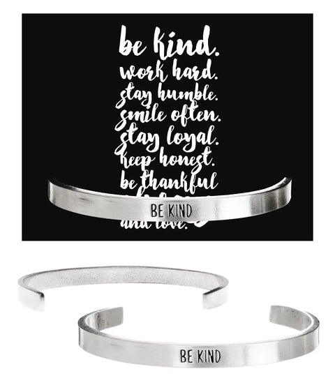 Be Kind Inspirational Open Cuff Bracelet – Recycled Pewter Minimalist Jewelry | Handcrafted in USA by Whitney Howard Designs Whitney Howard Designs  Cuff Bracelets