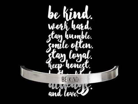 Be Kind Inspirational Open Cuff Bracelet – Recycled Pewter Minimalist Jewelry | Handcrafted in USA by Whitney Howard Designs Whitney Howard Designs  Cuff Bracelets