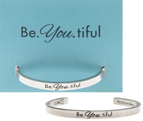 Be You Tiful Inspirational Open Cuff Bracelet – Recycled Pewter Sustainable Jewelry | Made in USA Whitney Howard Designs  Cuff Bracelets