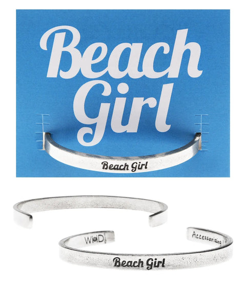 Beach Girl Inspirational Open Cuff Bracelet – Handcrafted Recycled Pewter | Made in USA Whitney Howard Designs  Cuff Bracelets