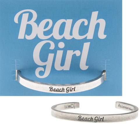 Beach Girl Inspirational Open Cuff Bracelet – Handcrafted Recycled Pewter | Made in USA Whitney Howard Designs  Cuff Bracelets