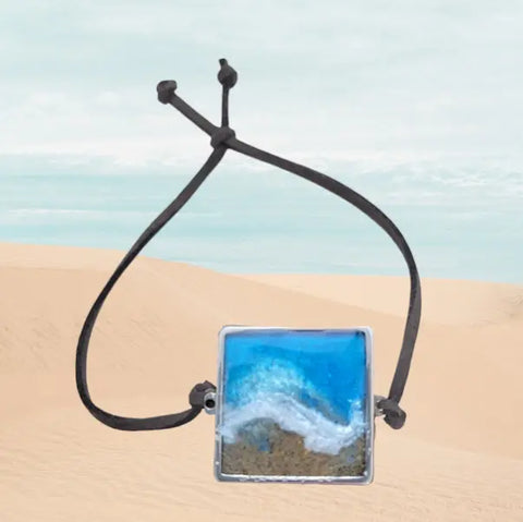 Beach Sand and Ocean Wave Suede Square Bracelets Michelle Marie Boutique  Bracelets