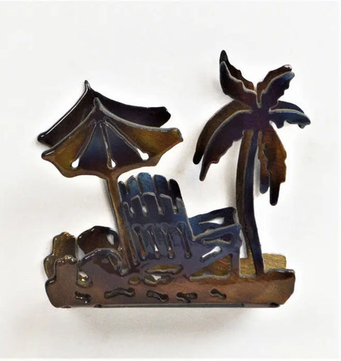 Beach-Themed Cocktail Napkin Holder – Coastal Bar Accessory | Handmade Metal Decor | Made in USA Knights Home Decor  item