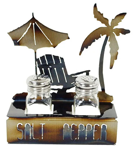 Beach-Themed Metal Salt and Pepper Holder – Coastal Kitchen Decor | Made in USA Knights Home Decor  item