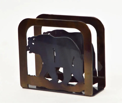 Bear Napkin Holder – Rustic Metal Bear Silhouette – Handcrafted – Made In USA – Heat-Treated Finish – Home Decor Knights Home Decor  item
