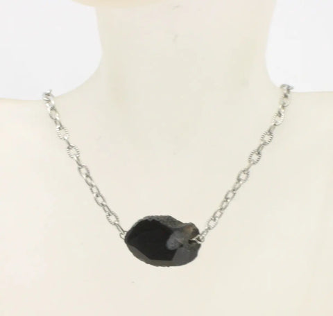Beautiful Black Agate Choker Necklace - Adjustable Stainless Steel Chain Michelle Marie Boutique  Necklace
