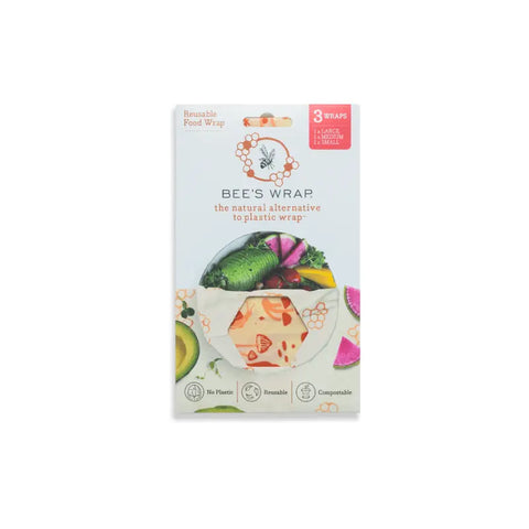 Bee's Wrap Natural Food Wrap Set – Assorted 3 Pack Small to Large | Made in USA | Eco-Friendly Food Storage Bee's Wrap  Packs
