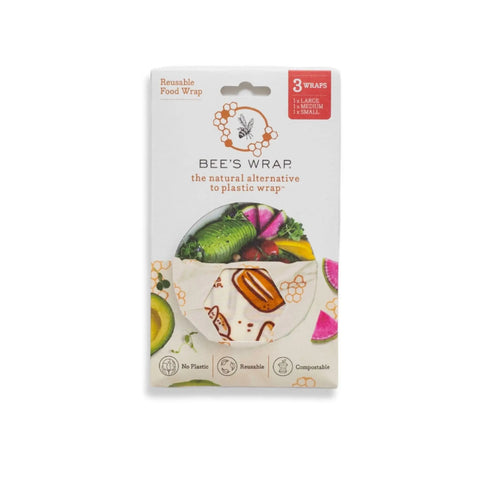 Bee's Wrap Natural Food Wrap Set – Assorted 3 Pack Small to Large | Made in USA | Eco-Friendly Food Storage Bee's Wrap  Packs