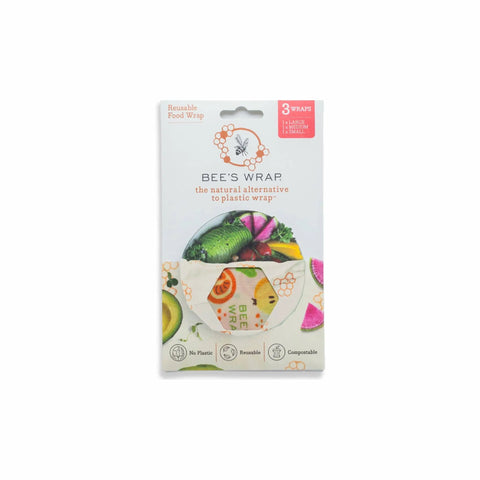 Bee's Wrap Natural Food Wrap Set – Assorted 3 Pack Small to Large | Made in USA | Eco-Friendly Food Storage Bee's Wrap  Packs