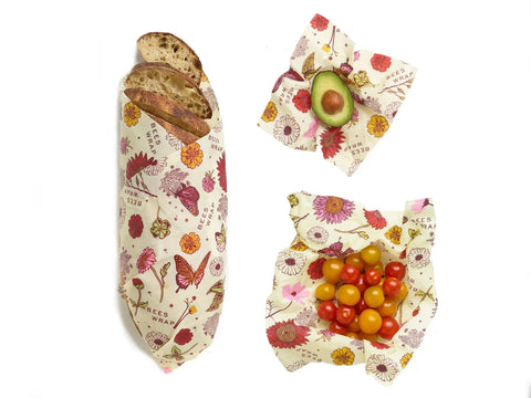 Bee's Wrap Natural Food Wrap Set – Assorted 3 Pack Small to Large | Made in USA | Eco-Friendly Food Storage Bee's Wrap  Packs