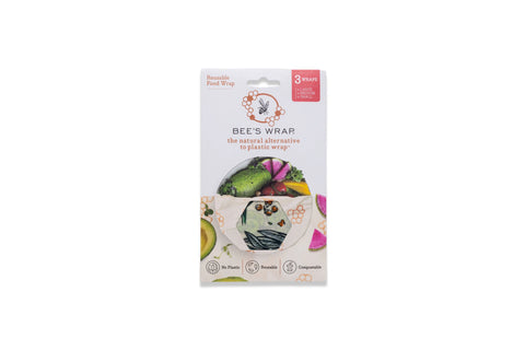 Bee's Wrap Natural Food Wrap Set – Assorted 3 Pack Small to Large | Made in USA | Eco-Friendly Food Storage Bee's Wrap  Packs