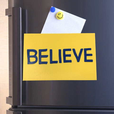 Believe Block Letter Fridge Magnet for Sports Fans | 4" W X 3" Tall | New 2023 Block Letter Edition Chatelet Manufacturing 