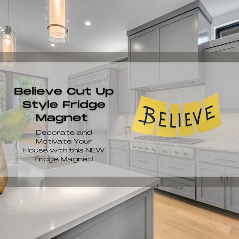 Believe Block Letter Fridge Magnet for Sports Fans | 4" W X 3" Tall | New 2023 Block Letter Edition Chatelet Manufacturing 